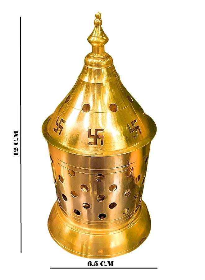 Solino Brass Akhand Jyoti Diya with Brass Cylindrical Shaped Cover Divi Oil Lamp for Temple Spiritual Deepak.Size (Small 6.5 L x 12 H) - Image 2